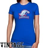 American Eagles Ladies Royal Blue Distressed Logo Vintage Slim Fit T-shirt