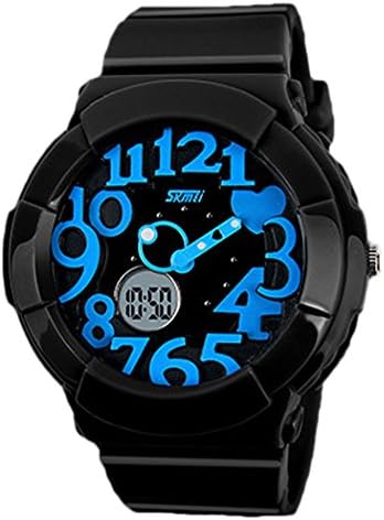 NIUBILITY Ori-1021 Analog Digital Water Resist Dual Time Womens Mens Sport Wristwatch Deep Blue