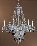 Crystorama 5186-Black Traditional Classic 9 Light Crystal Candle Chandelier in Aged Silver with Blac