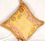Golden Brown Cushion Cover with Dense Tanchoi Weave - Cotton Silk