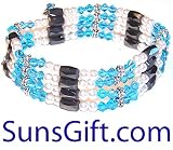 Magnetic Hematite Bracelet Necklace Pearl Sky Blue