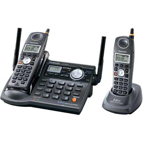 Panasonic Refurb KXTG5672B 5.8GHz Cordless Phone 2 Handset 1x3 Digital Answering Device  Dual Key Pad Black