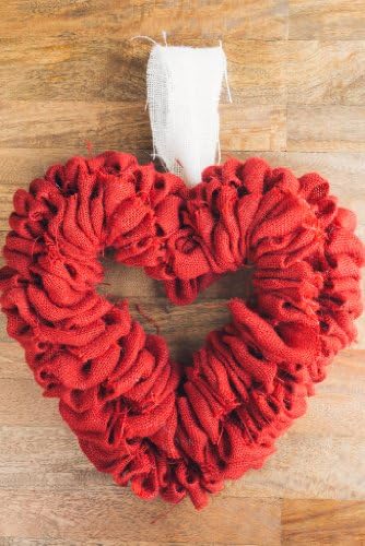 Hinterland Trading Sweetheart Red Burlap Heart Wreath Perfect for Valentines or Year Round Decorating