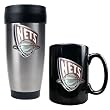 New Jersey Nets NBA Stainless Steel Travel Tumbler & Black Ceramic Mug Set - Primary Logo by Great American Products