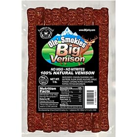 Buffalo Bills Big Venison 1-LB Ole' Smokies Pack (11 pure venison sticks per bag) by Buffalo Bills Premium Snacks