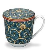 蓋付マグカップ　本金青粒　龍山 【九谷焼】