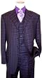 Extrema by Zanetti Black with Purple/Lavender Windowpane Super 140'S Italian Wool Vested Wideleg Suit Extrema by Zanetti Black with Purple/Lavender Windowpane Super 140'S Italian Wool Vested Wideleg Suit