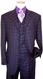 Extrema by Zanetti Black with Purple/Lavender Windowpane Super 140'S Italian Wool Vested Wideleg Suit