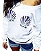 ZESICA Women's Chic Mermaid Shells T Shirts Off the Shoulder Slouchy Pullovers Tops,White,X-Large