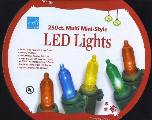 250 Count Multi Color Mini Style LED Lights for Christmas or Holiday Indoor Outdoor 250 Count Multi Color Mini Style LED Lights for Christmas or Holiday Indoor Outdoor