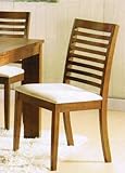 Set of 2 Dining Chairs with Ladder Back in Light Brown Finish