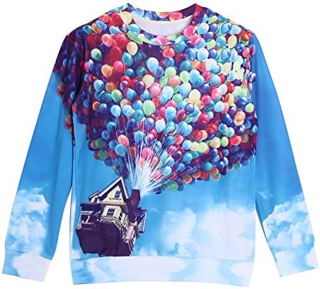 Women Sweatshirts Up Movie Shirt Artpops 3D Hoodies Galaxy Sweater (L)