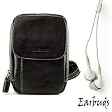Protective and Durable Real Genuine Leather Sling Bag with Removable and Adjustable Shoulder Strap (Unisex) for Amazon Kindle Touch ( Wi-Fi 6 E Ink Display ) + Crystal Clear Stereo earphones earbuds headphones for 3.5mm Devices