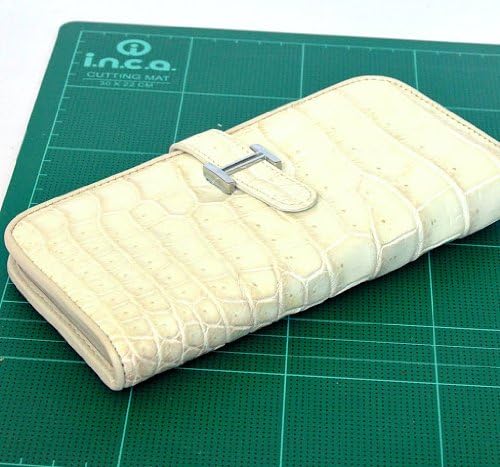 Handmade Genuine Crocodile Skin Leather Snow White Belt Wallet