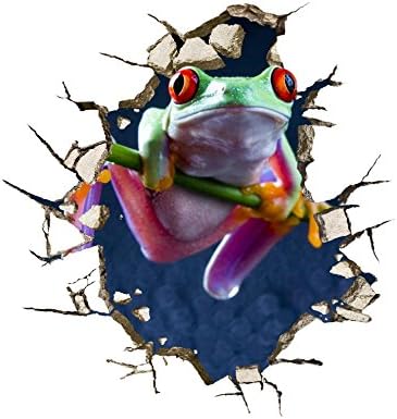 LPAG Creative 3D stereo wall stickers mural wallpaper the background of hotel bedrooms living room TV sofa bathroom perspective HD stickers wall stickers Green pigment #002 , Tree frog