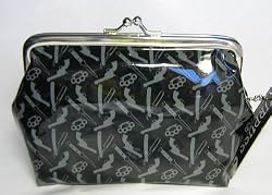 Gi Jane Combat Weapons Print Coin Purse + Free Gothic Pentagram Hair Ribbon with Skull