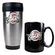 Cleveland Cavaliers NBA Stainless Steel Travel Tumbler & Black Ceramic Mug Set - Primary Logo