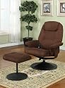 Swivel Massage Recliner Chair with 8 Vibrating Motors in Cherry Microfiber Plush F70053