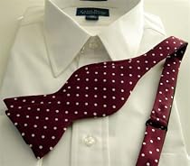 100% Woven Silk Self-Tie Bow Tie - Maroon with White Polka Dots - Texas A&M, Mississippi St