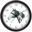 Dark Brown and White Paint or Pinto Horse - JP - Horse Wall Clock by WatchBuddy Timepieces (Slate Blue Frame)