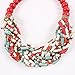 Chunky 18K Gold Coral Red Beaded Torsade Multiple Rows Twist Bib Choker Necklace