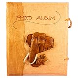 EXP Handmade Banana Bark Large Photo Album With Raised Elephants Design (Thailand)