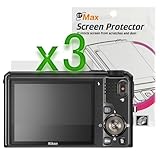 GTMax 3 x S9100 Clear LCD Screen Protector for Nikon COOLPIX S9100 Digital  ....