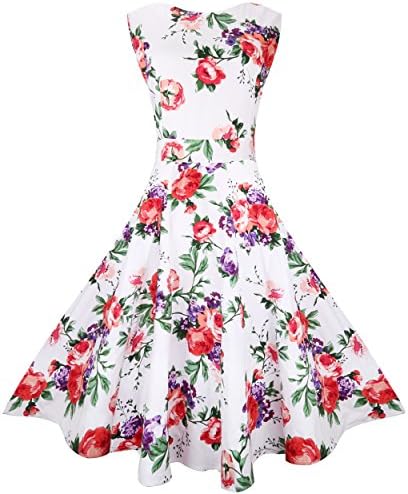 Vintage Military Dress for Women Sleeveless Polka Dots (L, Q001-18)