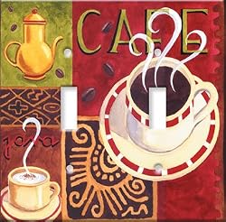 Double Toggle Switch Plate - Coffee Cafe