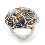 Multicolor Flower Cocktail Ring with Crystal Stones - Lead and Nickel Free - Size 7