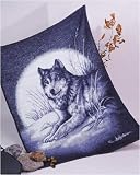 Wolf and Moon - 60" X 80" - Hautman Brothers - Wildlife & Outdoors - Throw Blanket