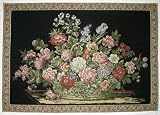 Floral Bouquet Large Black Chenille Wall Tapestry (56 x 38)