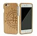 SUNSMART Unique Handmade Genuine Natural Wood Wooden Hard Bamboo Case Cover for iPhone 6 4.7''(Compass Maple)