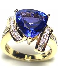 18K Yellow Gold Tanzanite and Diamond Ring -- LIFETIME WARRANTY