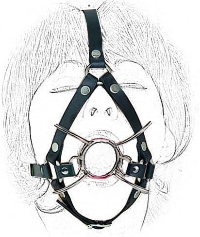 Black Full Head Harness Open Spider Gag Bondage Restraint Slave Gimp Fetish BNWT UNISEX BDSM Kinky . Made in US for Naughty Submissive