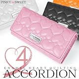 【PINKY SWEET】エナメルハート キルティング アコーディオン長財布（PS-404)◆全４色♪ SWEET