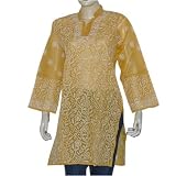 Cotton Womens Clothing Kurtis Womens Top Chikan Embroidery Size M