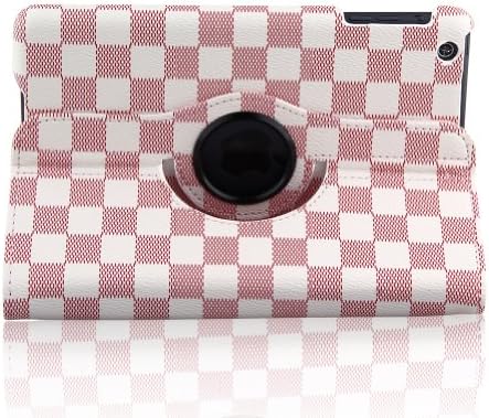 TOPCHANNCES Grid Decoration PU Leather Casefor iPad Mini with 360 Degree Rotating Stand and Auto Wake and Sleep Function-Pink