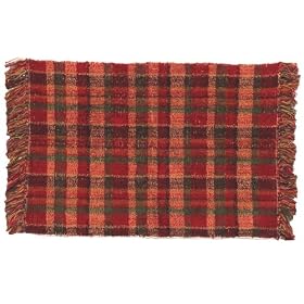 100% Cotton Terry Rug Red Plaid 2 X 3 by Traders and Company