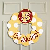 Florida State Seminoles (FSU) Gold-White Polka Dot 20 Wooden Wreath