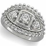 14K White Gold Almond Waves Diamond Anniversary Band