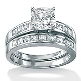 PalmBeach Jewelry 2-Piece DiamonUltraTM Cubic Zirconia Platinum Over Sterling Silver Set