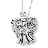 Sterling Silver Antiqued CZ 18 Inch Angel Necklace