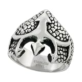 Surgical Steel Trident on Scaly Background Goth Ring Blackened finish 7/8 in. (22mm) wide (sizes 9 to 15)