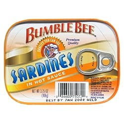 Bumble Bee Sardines in Hot Sauce, 3.75-Ounce Cans (Pack of 24)