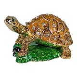 Sitting Turtle Shaped Jewelry Trinket Box in Czech Preciosa Crystals
