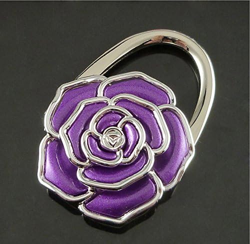 Mixfashion Rose Flower Folding Handbag Purse Bag Hanger Durable Hang Holder Table Hook (Purple)