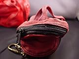 Leather Key Chain Bag in Shape of Backpack with Double Zippers