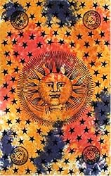 Tie Dye Sun & Moon Indian Bedspread, Twin Size
