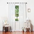 Best Home Fashion Crushed Voile Sheer Curtains - Antique Bronze Grommet Top - White - 52"W x 96"L - (Set of 2 Panels)